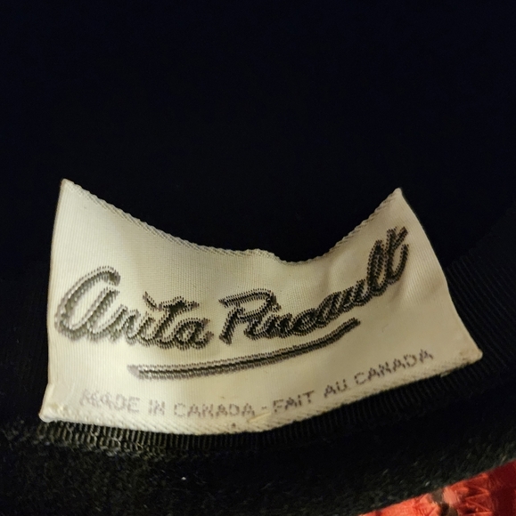 Anita Pineault Vintage 1960s Wool Cocktail Hat Black with Pink & Green Satin - Picture 5 of 6